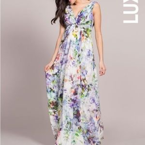 Seraphine floral silk maternity maxi dress